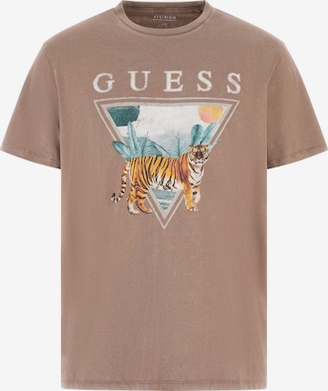 GUESS Shirt 'Tiger Spirit' in Brown: front