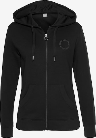 BENCH Zip-Up Hoodie in Black: front