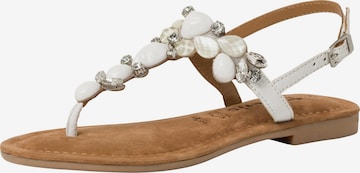 Tamaris T-Bar Sandals in White: front